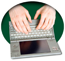 Typing away