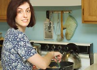 Robin cooking tasty dinner