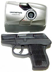 Miniature camera, an equally small pistol